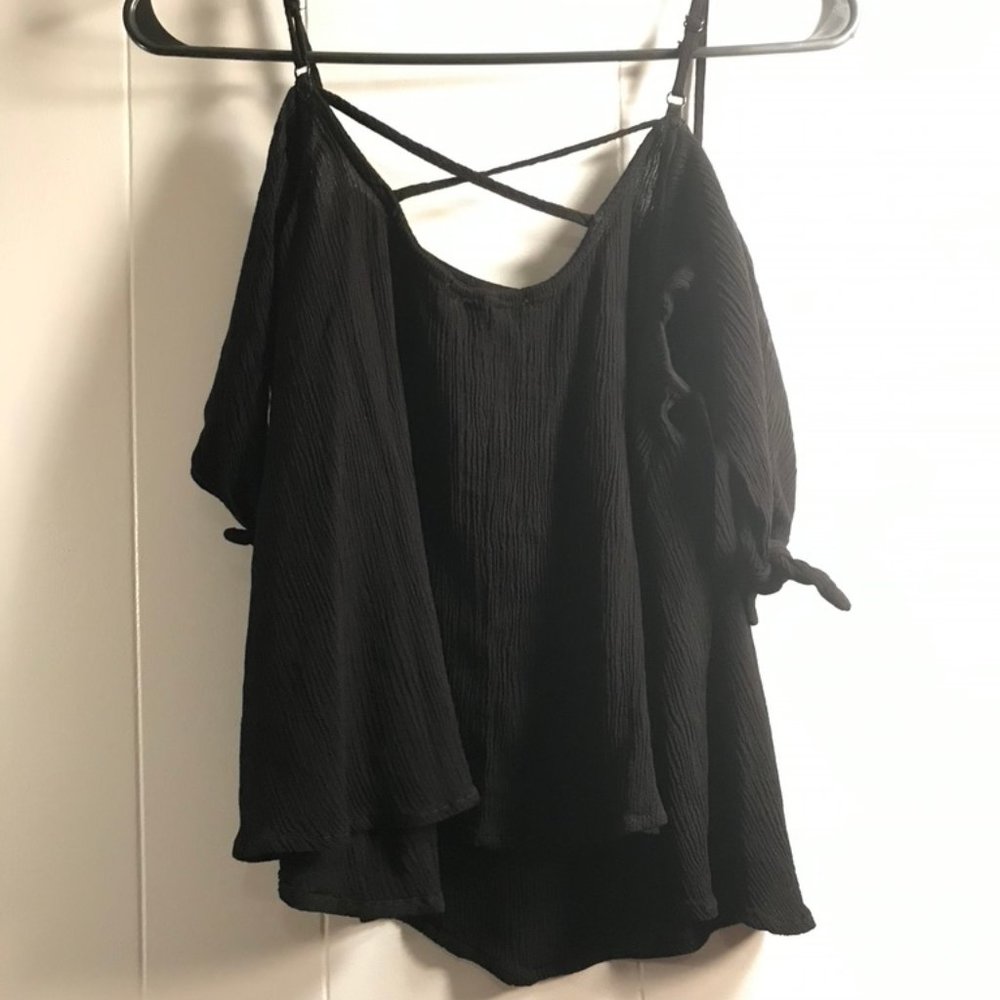 off the shoulder black tank top